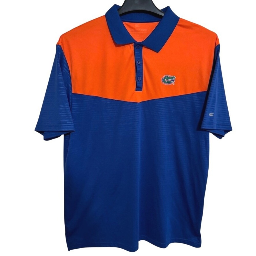 Florida Gators Polo Shirt Men's XL Sports Activewear Blue Orange Logo Colorblock